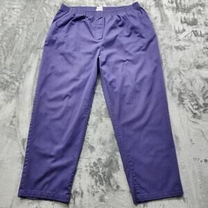 Vintage Only‎ Necessities Pants Womens 22W Purple Pull On High Rise Tapered Leg